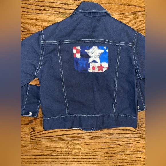 Vintage 70’s Kids Blue Denim Jacket with Back Star Design - Sears Size 8 - Picture 7 of 12